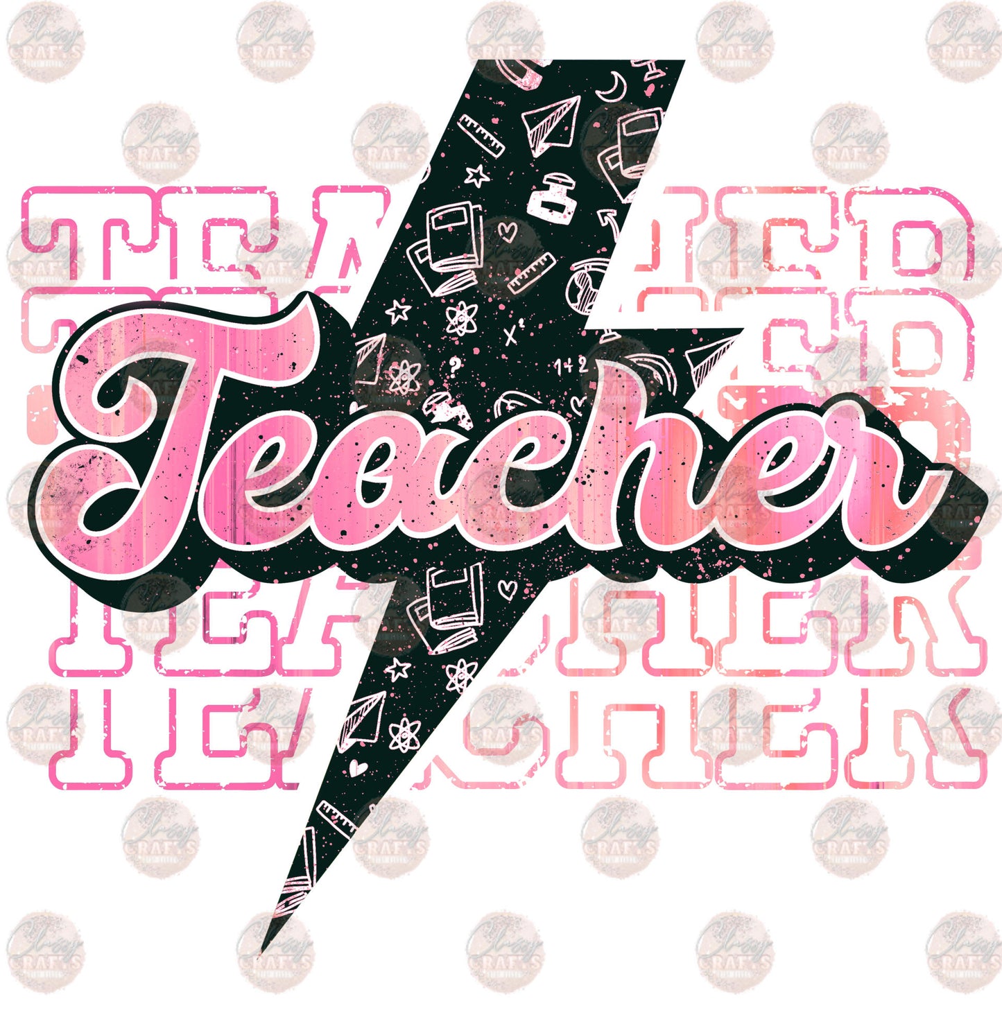 Teacher Bolt Pink Transfer