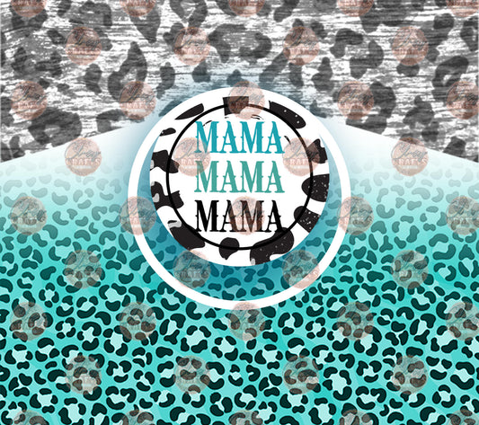 Teal Mama Leopard Print Tumbler Wrap - Sublimation Transfer