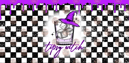 Tipsy Witches Checkered Tumbler Wrap - Sublimation Transfer