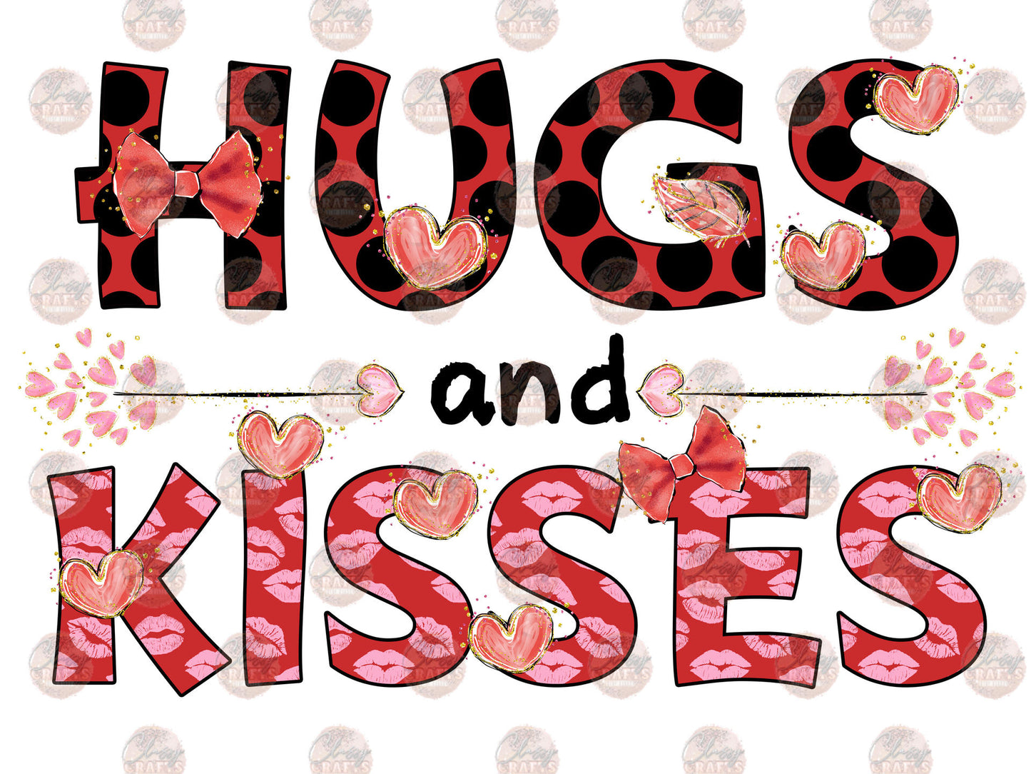 Valentines Day Hugs & Kisses Transfer