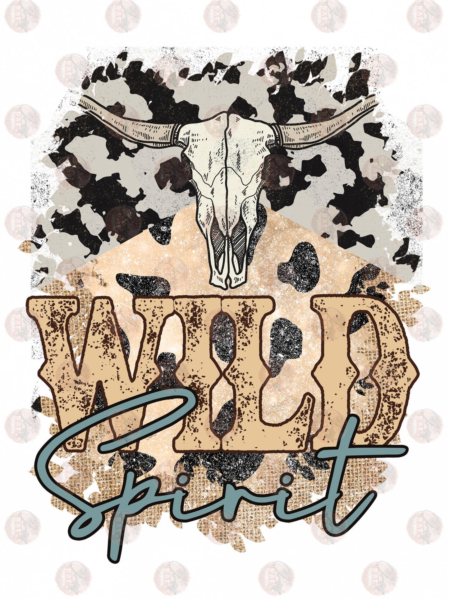 Wild Spirit Cowhide Vintage Skull Transfer