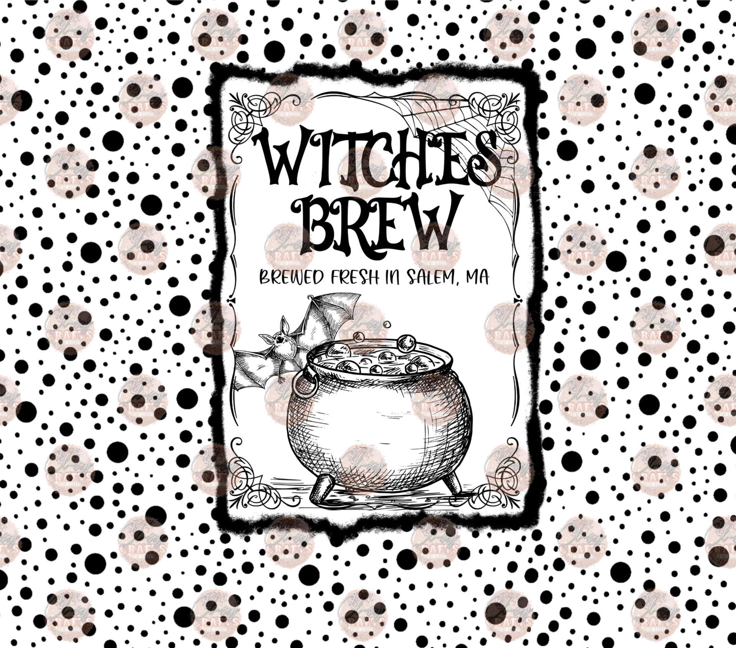 Witches Brew Black & White Tumbler Wrap - Sublimation Transfer
