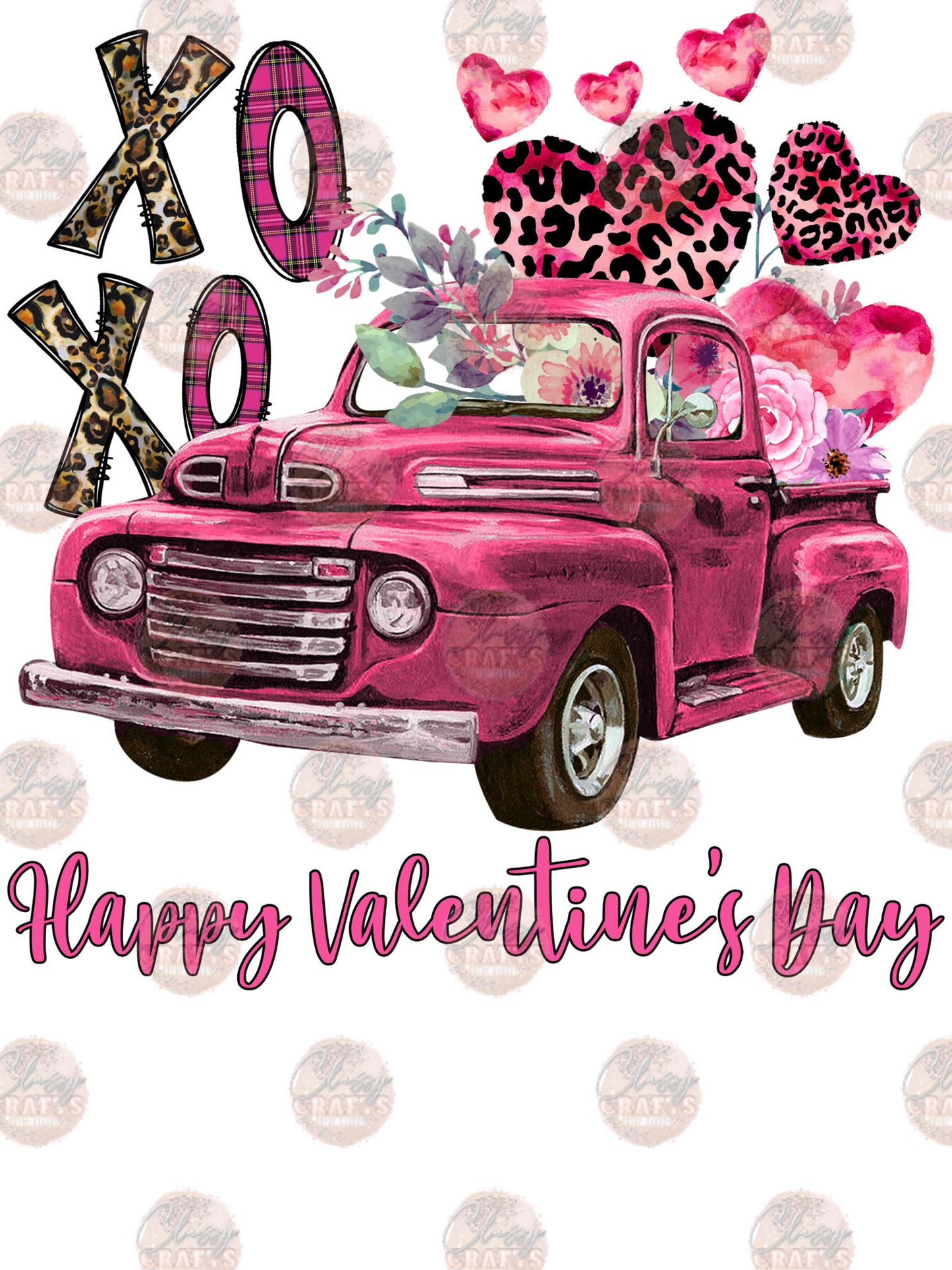 XOXO Happy Valentines Day Truck Transfer
