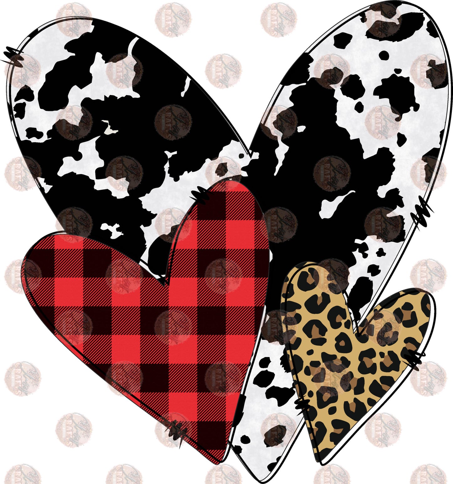 Animal Print Hearts Transfer