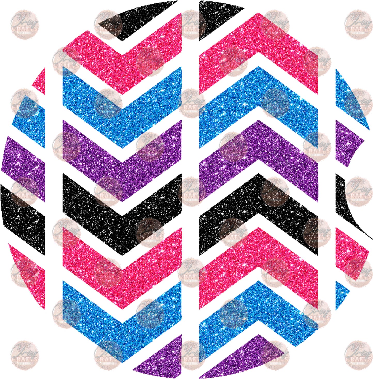 Black, Purple, Pink & Blue Chevron Glitter Car Coaster - Sublimation Transfer