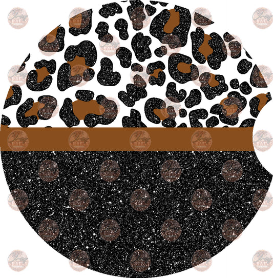 Brown and Black Glitter Cheetah Car Coaster - Sublimation Transfer