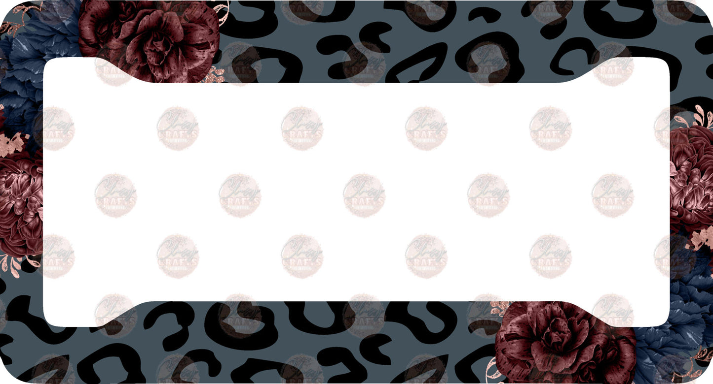 Cheetah Floral Leopard License Plate Frame - Sublimation Transfer