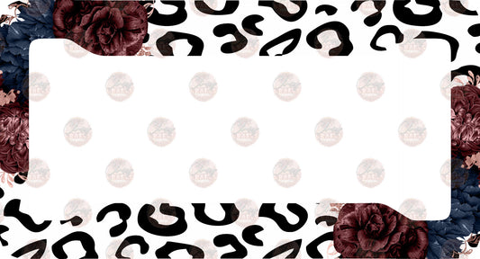 Cheetah Floral Leopard 2 License Plate Frame - Sublimation Transfer