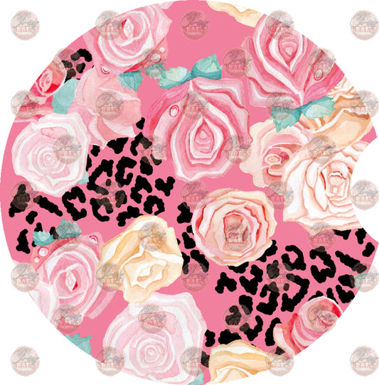 Cheetah Rose Car Coaster - Sublimation Transfer