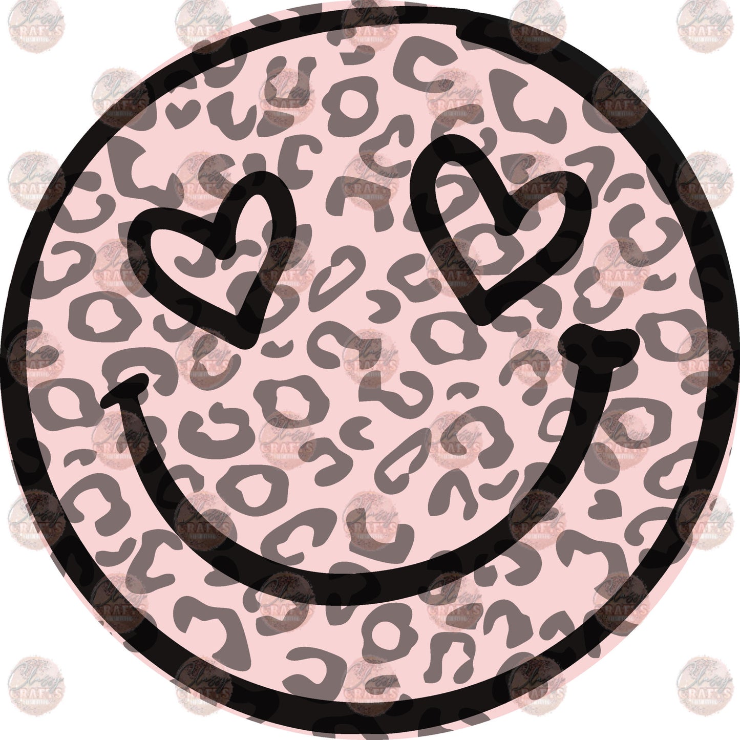 Heart Eye Smiley Face Cheetah Transfer