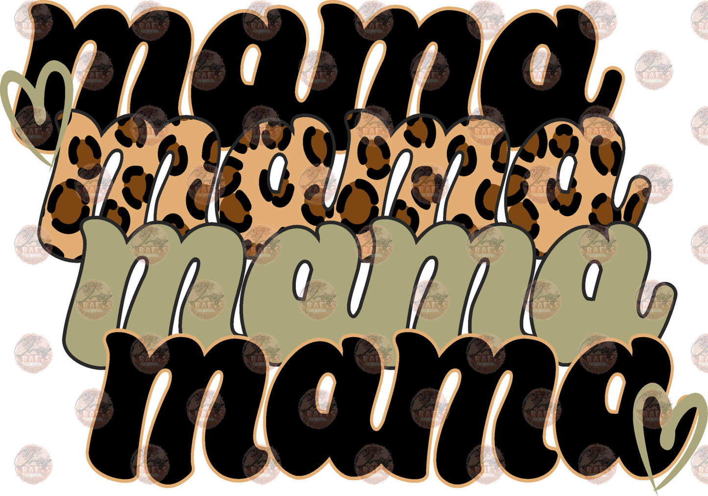 Mama Cheetah Stacked Green Transfer