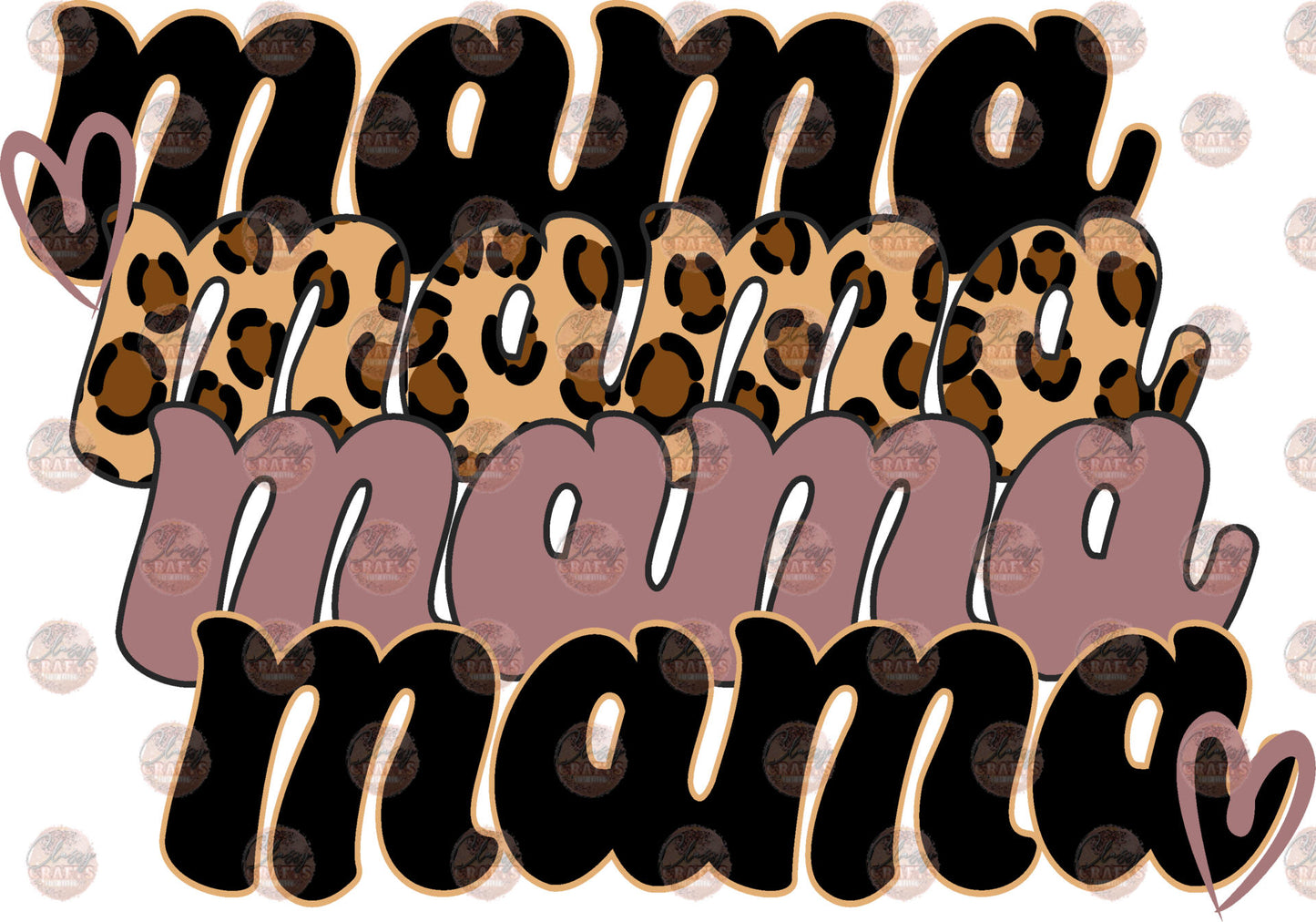 Mama Cheetah Stacked Mauve Transfer