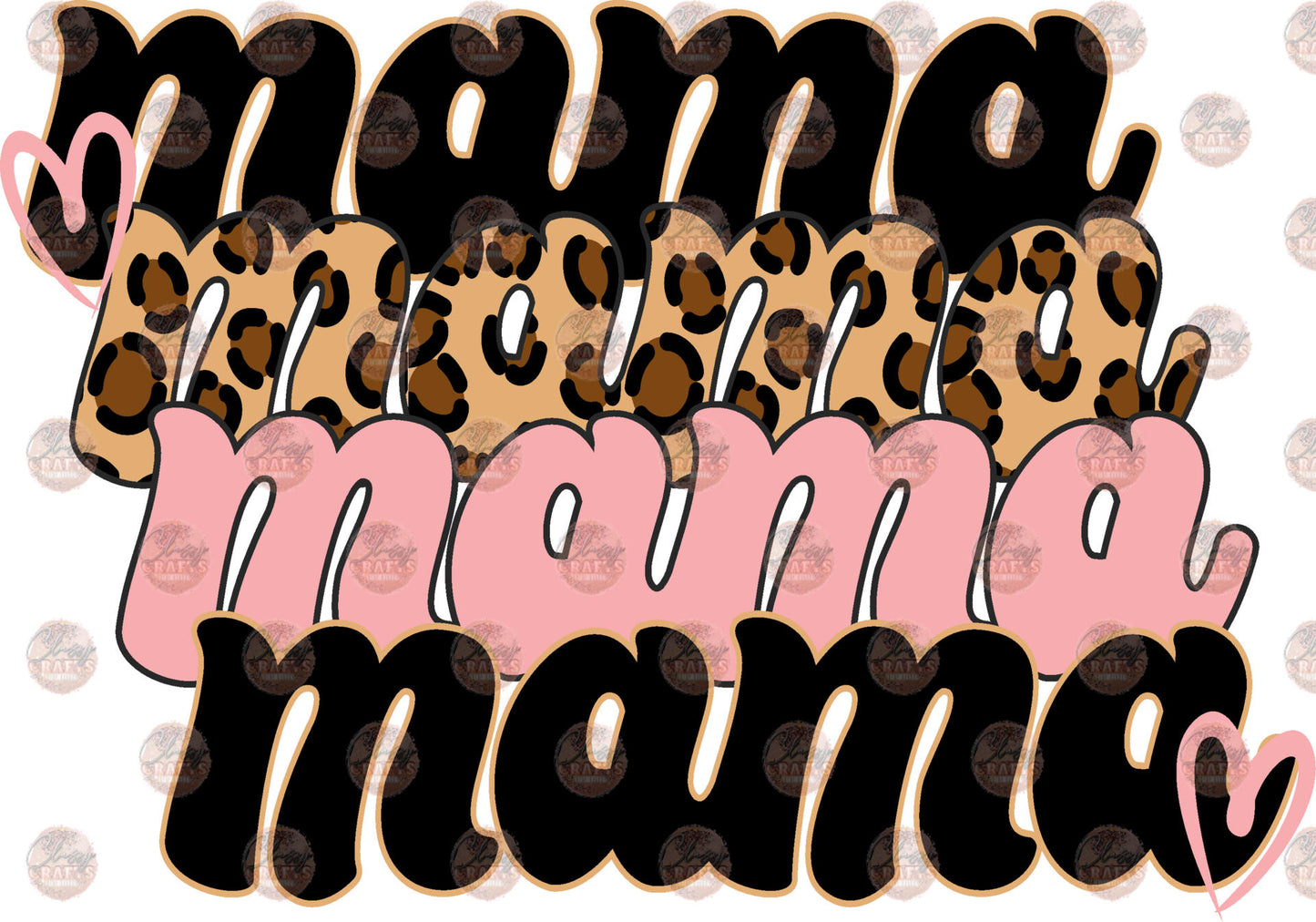 Mama Cheetah Stacked Pink Transfer