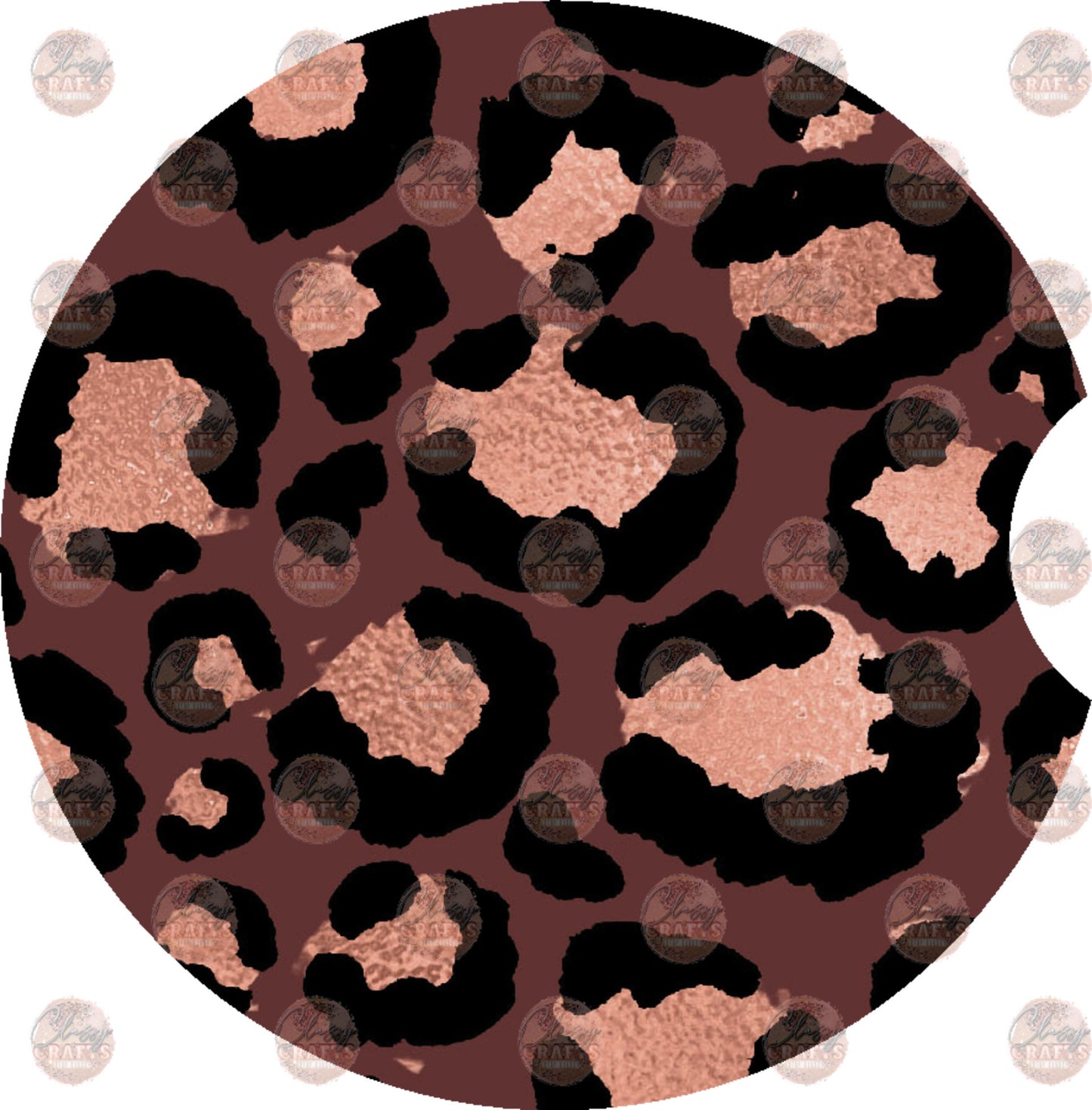 Maroon and Rose Gold Cheetah Car Coaster- Sublimation Transfer