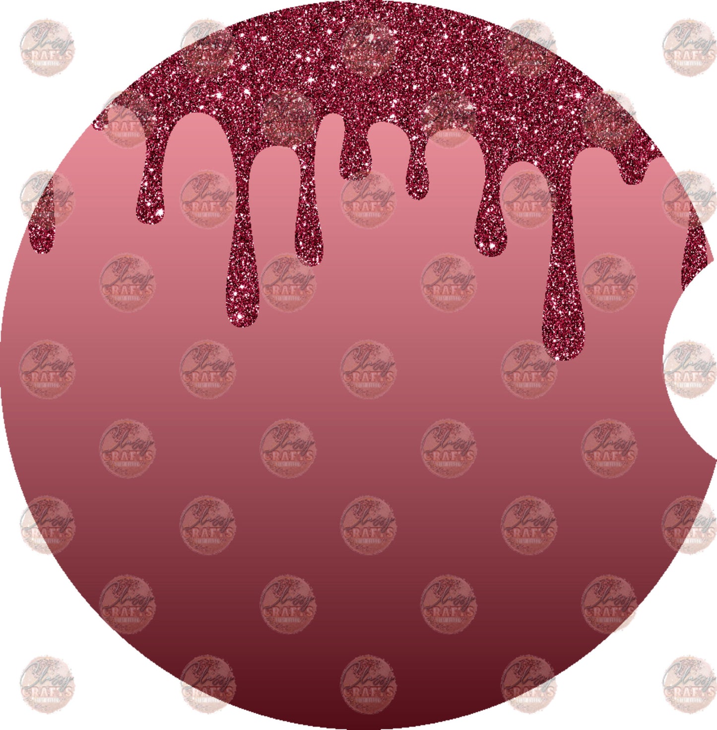 Maroon Pink Glitter Drip Car Coaster- Sublimation Transfer