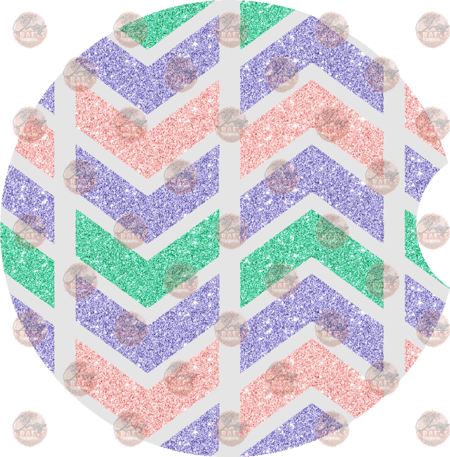 Mint Pink Purple Chevron Glitter Car Coaster- Sublimation Transfer