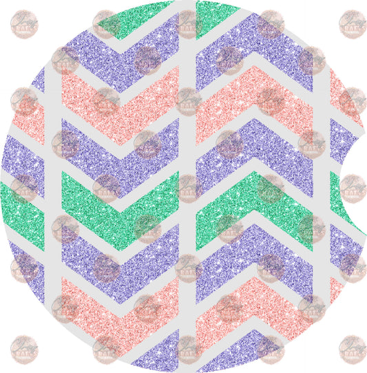 Mint Pink Purple Chevron Glitter Car Coaster- Sublimation Transfer