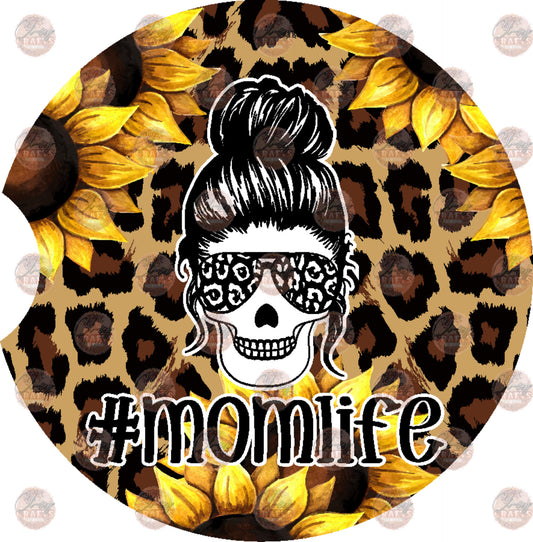 Mom Life Sunflower Cheetah Car Coaster- Sublimation Transfer