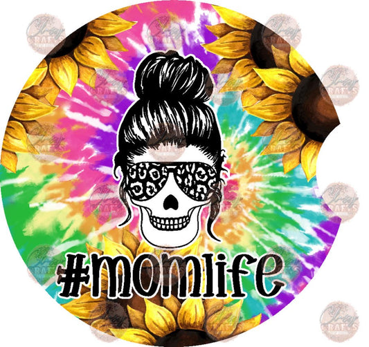 Mom Life Tie Dye Sunflower 1 Car Coaster- Sublimation Transfer