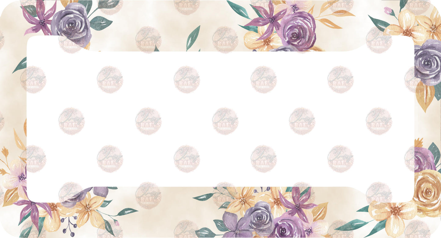 Peach and Purple Floral 2 License Plate Frame- Sublimation Transfer