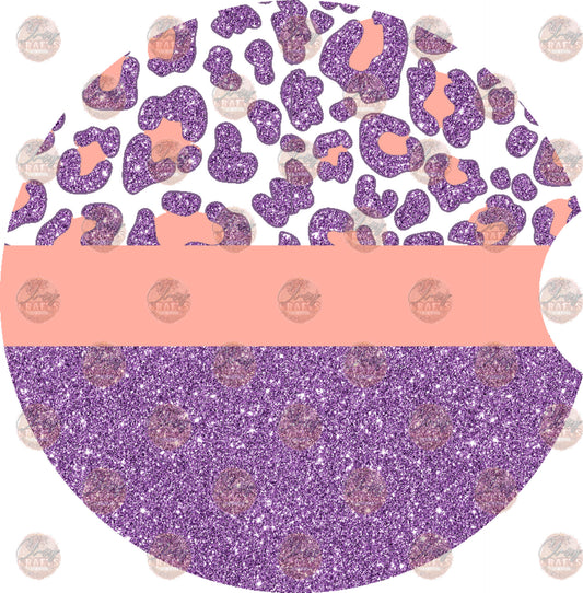 Pink and Purple Glitter Cheetah Car Coaster- Sublimation Transfer