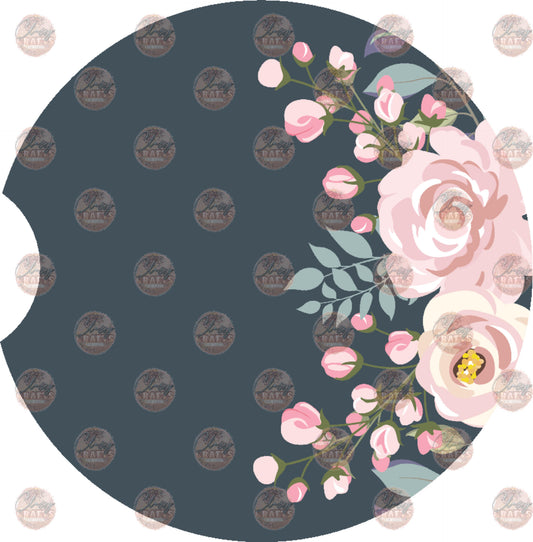 Pink Floral Navy Car Coaster- Sublimation Transfer