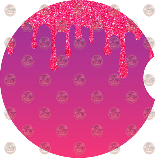 Pink Purple Glitter Drip Car Coaster- Sublimation Transfer