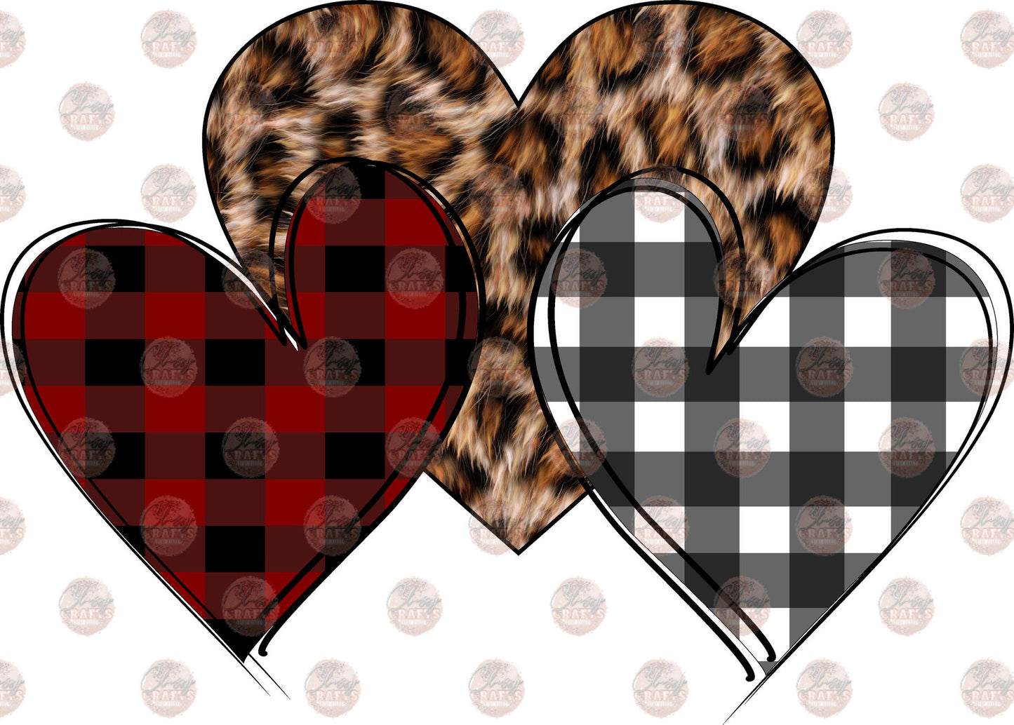 Plaid and Cheetah Hearts Transfer