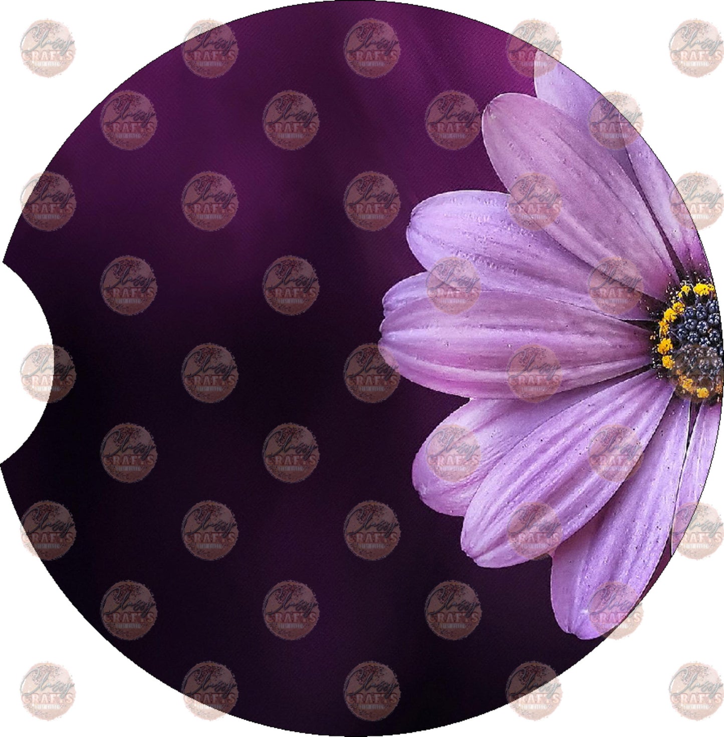 Purple Flower Car Coaster- Sublimation Transfer