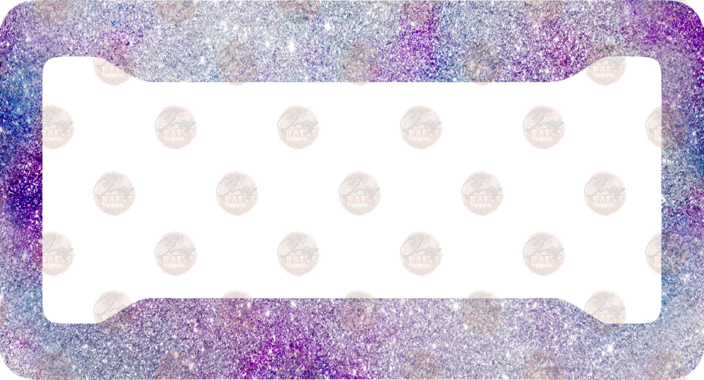 Purple Galaxy Glitter License Plate Frame- Sublimation Transfer