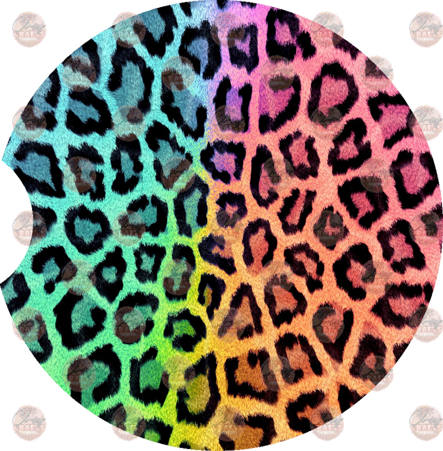 Rainbow Cheetah Car Coaster- Sublimation Transfer