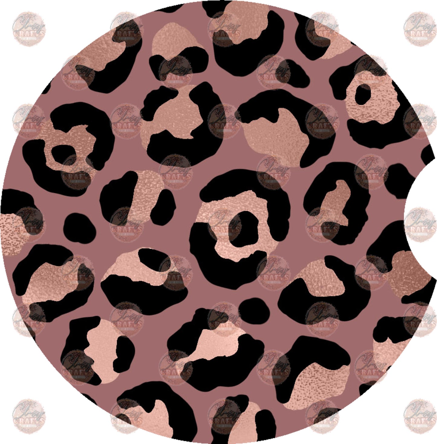 Rose Gold Cheetah Car Coaster- Sublimation Transfer