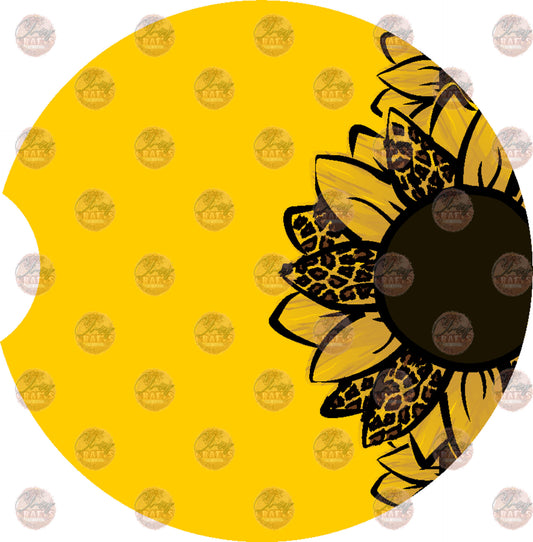 Sunflower Cheetah Car Coaster - Sublimation Transfer