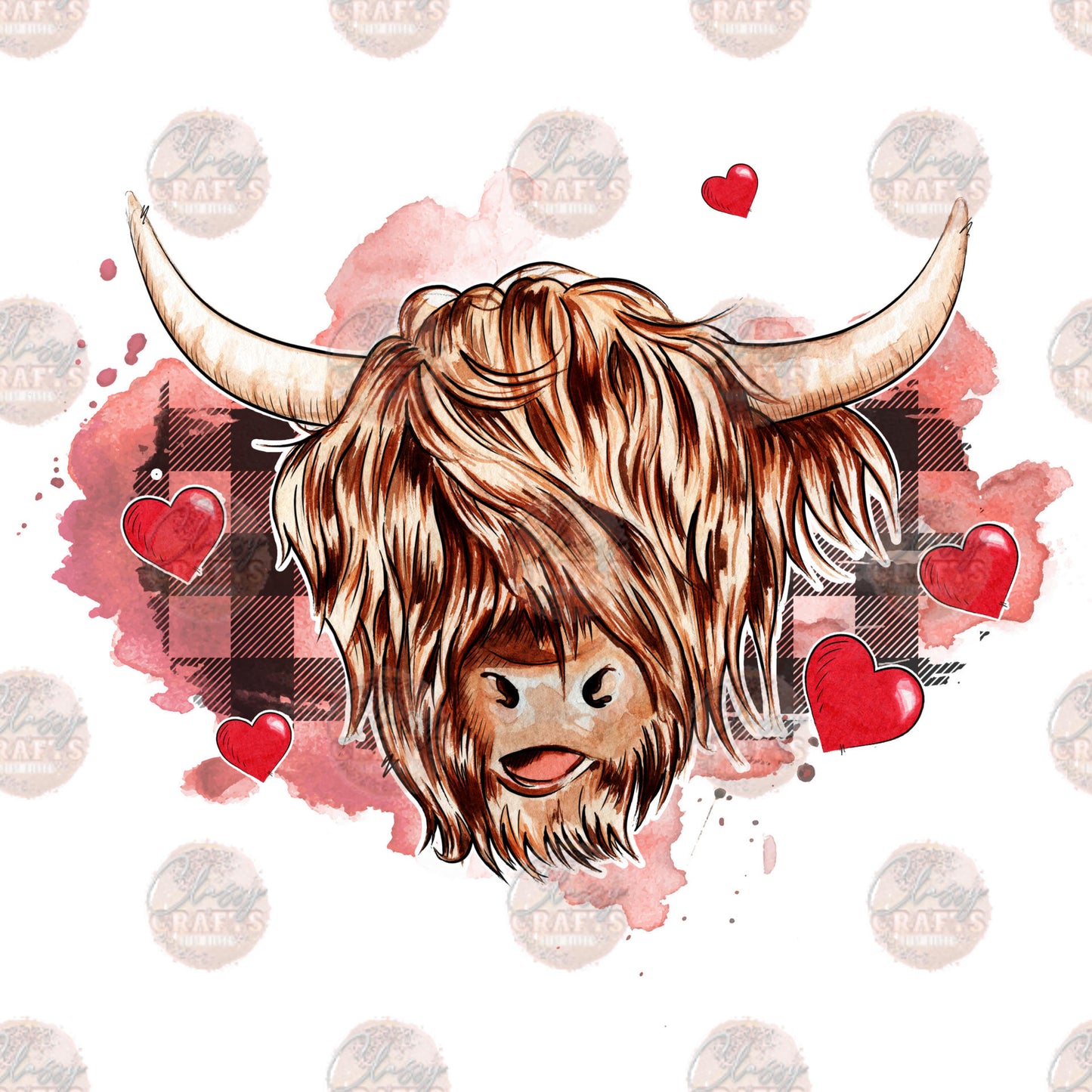 Valentines Day Highland Cow Transfer